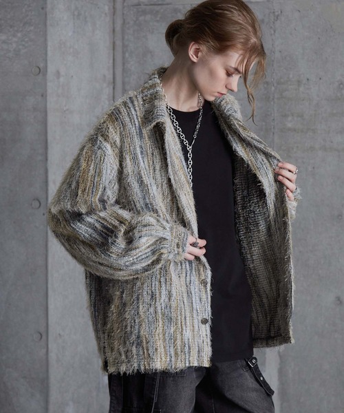 「SERACE」 ニットカーディガン L ブルー メンズ_画像3