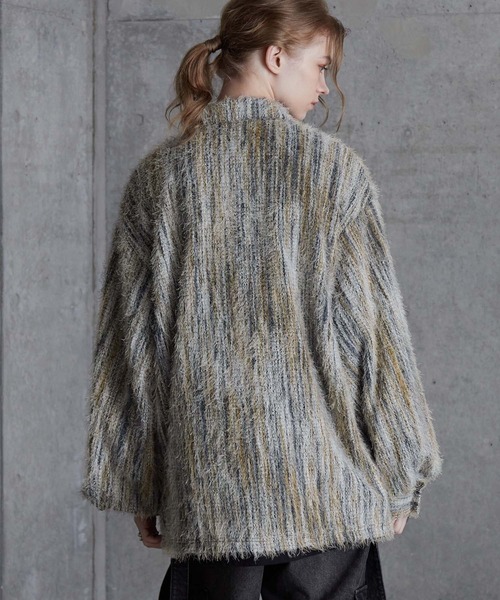 「SERACE」 ニットカーディガン L ブルー メンズ_画像4