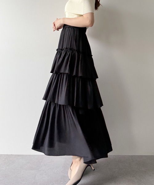 「mipiarl」 フリルスカート LARGE ブラック レディース_画像4