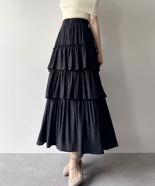 「mipiarl」 フリルスカート LARGE ブラック レディース_画像5