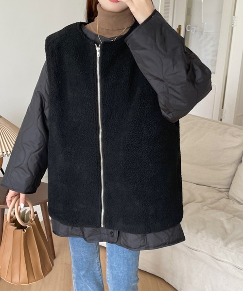 「emi+」 ノーカラージャケット M ブラック レディース_画像5