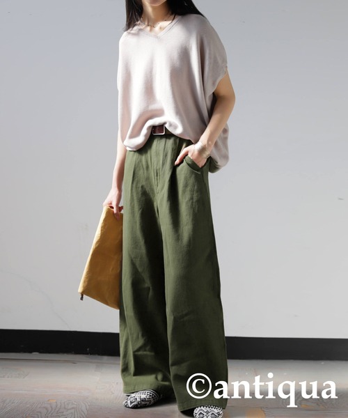 「antiqua」 チノパンツ MEDIUM カーキ レディース_画像7