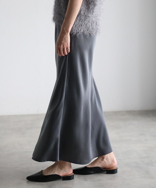 「meilmada」 ロングスカート FREE チャコールグレー レディース_画像2