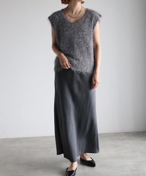 「meilmada」 ロングスカート FREE チャコールグレー レディース_画像3