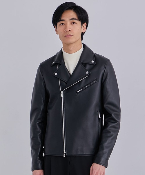 ウール UNITED TOKYO ブラックレザージャケット L UNITED TOKYO（ユナイテッドトウキョウ） レザーブルゾン 1 ブラック
