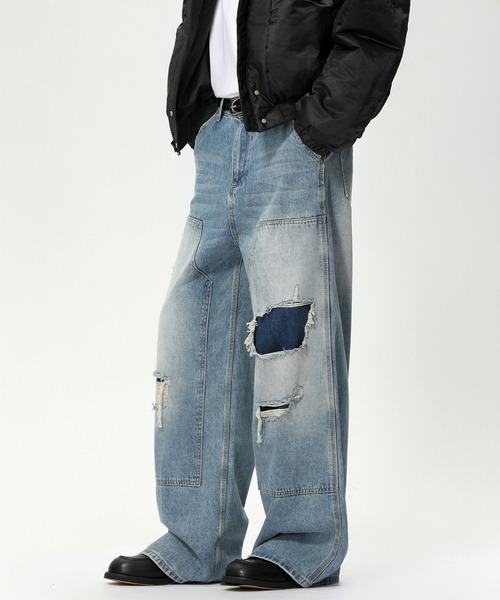 【岡山産】Sts Row リペア加工 ダメージデニム W36 PRPS st's row & co. ダメージ リペア 加工 デニムパンツ 【公式通販】