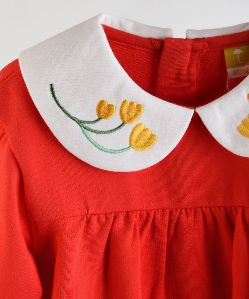 ワンピース チューリップ刺繍カラー長袖ワンピース キッズ 子供服