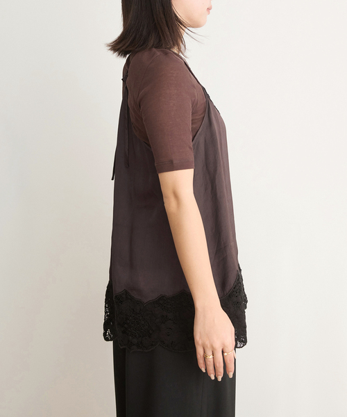 【新品未使用】IENA LA BOUCLE / レースキャミソール IENA LA BOUCLE ソフトデニムレースコンビキャミソール（キャミソール