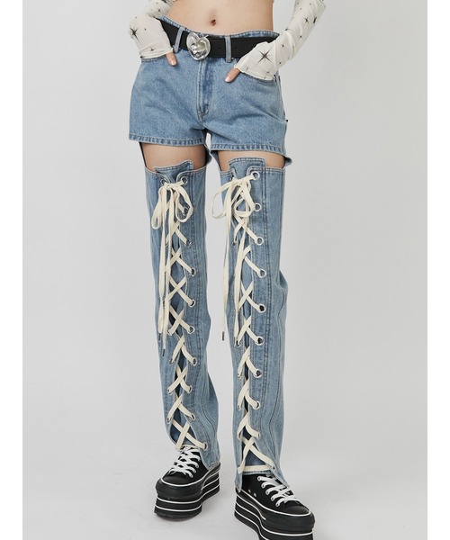 「PAMEO POSE」 デニムパンツ MEDIUM ブルー レディースの画像