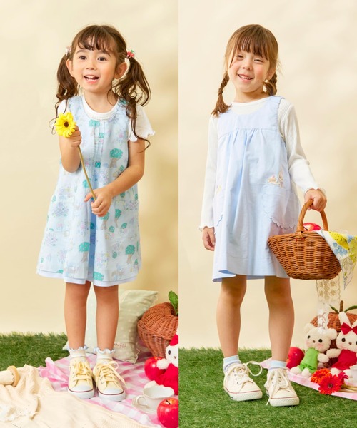 KP ジャンパースカート ローン総柄×シャンブレー リバーシブル KP ジャンパースカート ローン総柄×シャンブレー リバーシブル