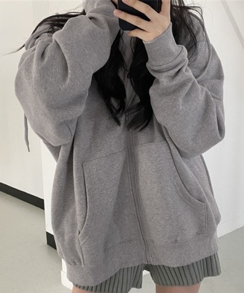 「deux amour」 ジップアップパーカー FREE グレー レディース_画像2