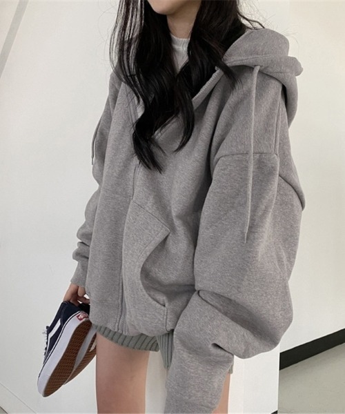 「deux amour」 ジップアップパーカー FREE グレー レディース_画像3