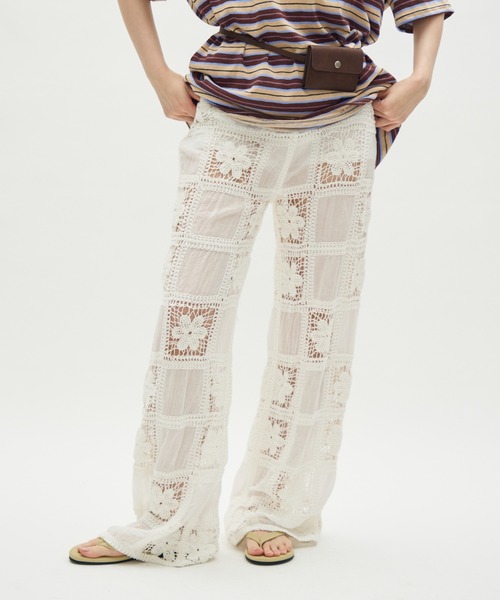full/fill. パンツ flower crochet patchwork pants / フラワー