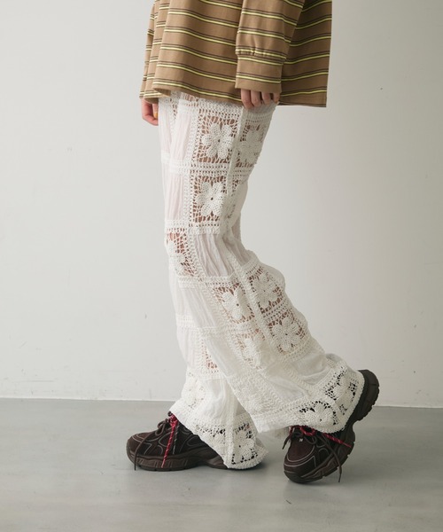 full/fill. パンツ flower crochet patchwork pants / フラワー