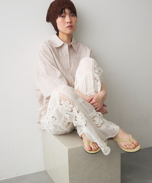 売約済♡ full/fill. パンツ flower crochet patchwork pants / フラワー