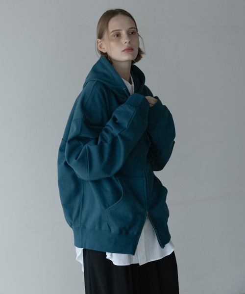 「remer」 ジップアップパーカー MEDIUM ダークグリーン メンズ_画像4