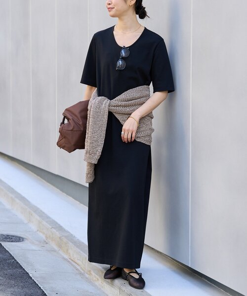 ワンピース 「ロングシーズン活躍/接触冷感/紫外線防止/手洗い可」ゴブソデカットソーワンピースの画像