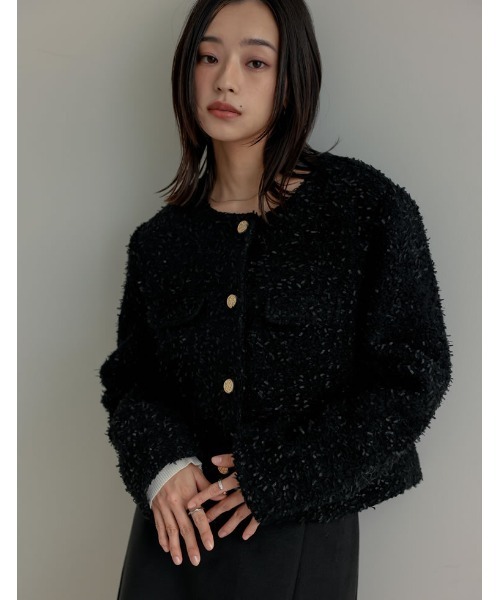 「Re:EDIT」 ツイードジャケット MEDIUM ホワイト レディース_画像6