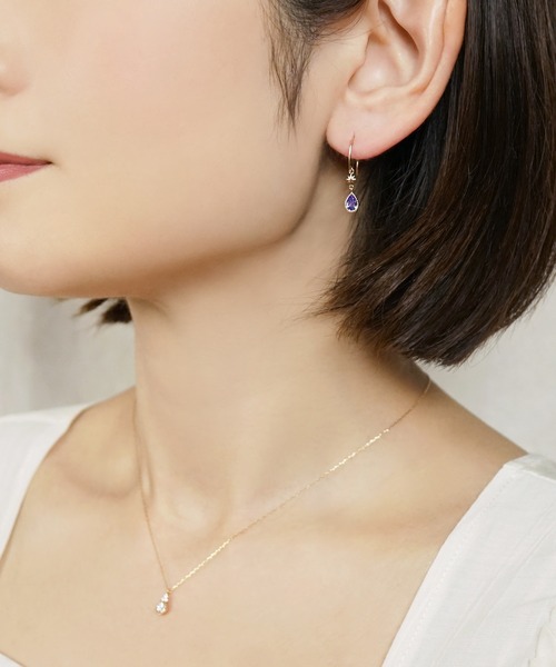 ピアス K10 ツユミニスター・パープル　 ワイヤーピアス( YG) レディースの画像
