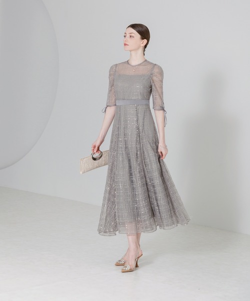 「Leja」 7分袖ワンピース MEDIUM グレー レディースの画像