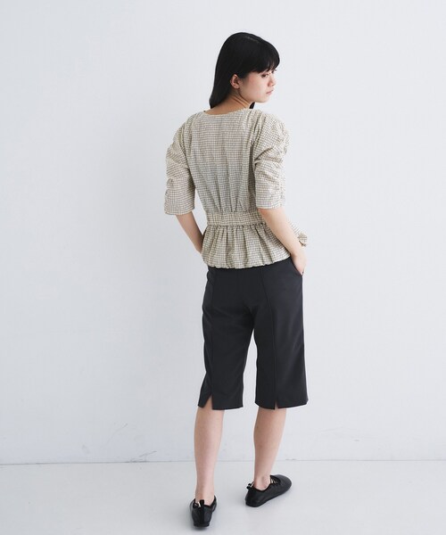 ブラウス シャツ front ribbon peplum blouse レディースの画像