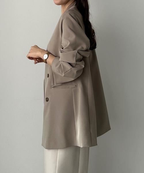 「Louere」 ノーカラージャケット SMALL アイボリー レディース_画像8