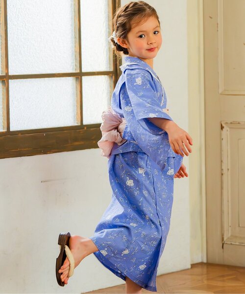 Boribon 甚平 浴衣 Boribonワンピース浴衣(帯付) キッズ 子供 女の子