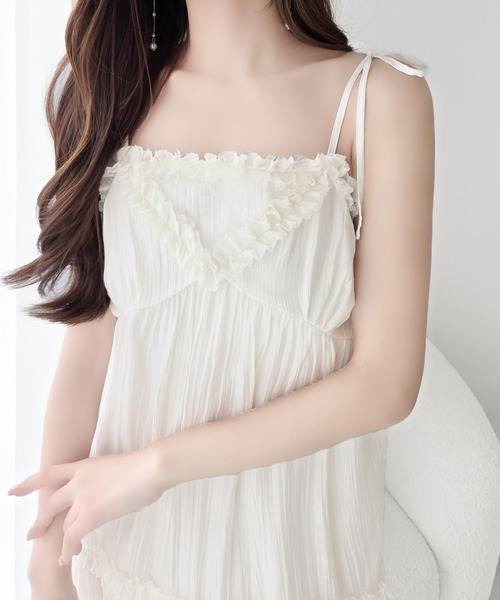 「mily bilet」 キャミソールワンピース LARGE オフホワイト レディース_画像3