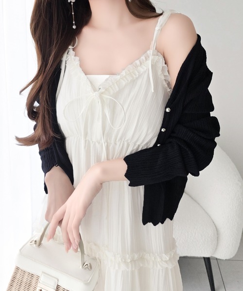 「mily bilet」 キャミソールワンピース LARGE オフホワイト レディース_画像6