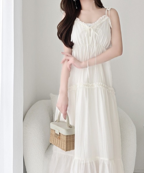 「mily bilet」 キャミソールワンピース LARGE オフホワイト レディース_画像9