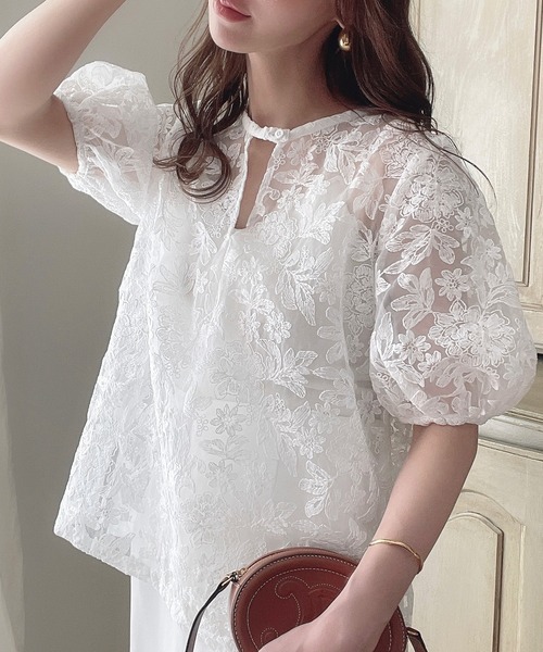 「junoah」 半袖ブラウス X-LARGE ブラック レディース_画像8