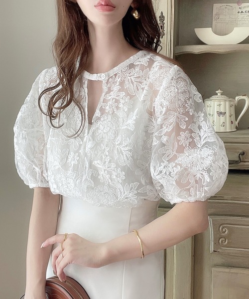 「junoah」 半袖ブラウス X-LARGE ブラック レディース_画像9