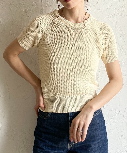 She's Closet サマーニット ニット セーター パフスリーブ ショート丈
