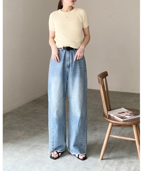 She's Closet サマーニット ニット セーター パフスリーブ ショート丈