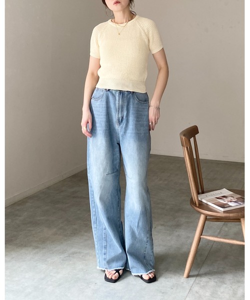 She's Closet サマーニット ニット セーター パフスリーブ ショート丈