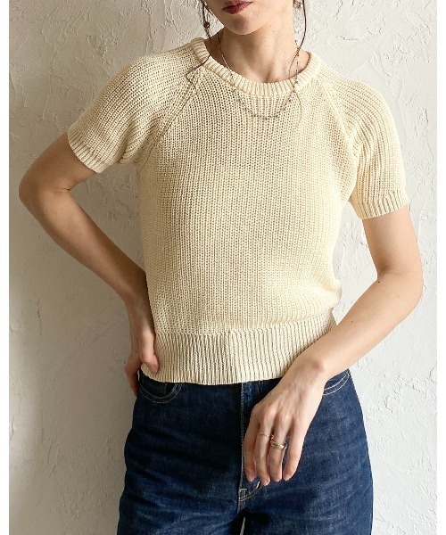 She's Closet サマーニット ニット セーター パフスリーブ ショート丈