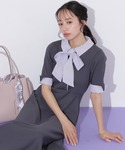 ワンピース 夏 半袖 「再入荷」シャツ襟ドッキ...の詳細画像1