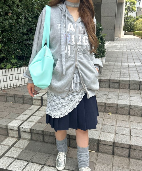 WC パーカー 「セットアップ対応」パッチワークメッセージパーカー
