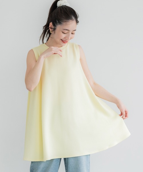 coca tシャツ エンボス加工ノースリーブAラインチュニック