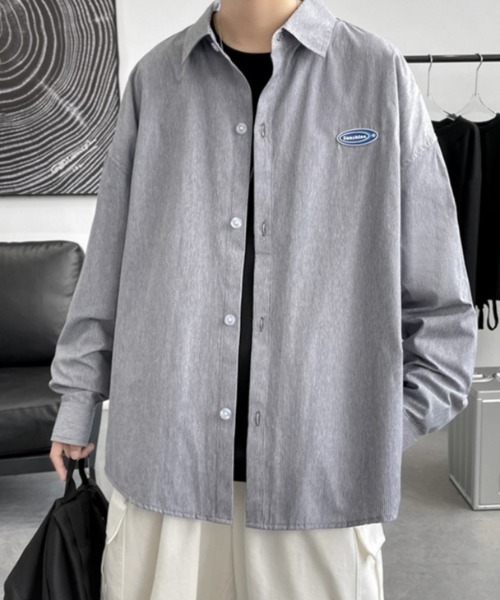 MGV シャツ ピンストライプワンポイントオーバーサイズシャツ メンズ  