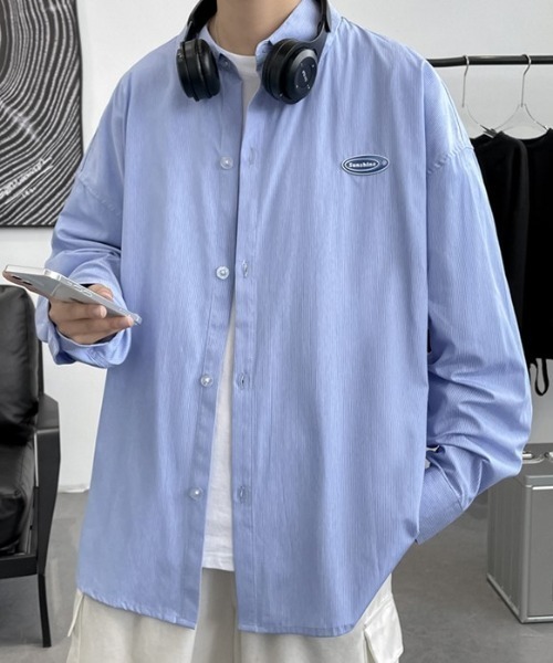 MGV（エムジーヴィー） シャツ ピンストライプワンポイントオーバー