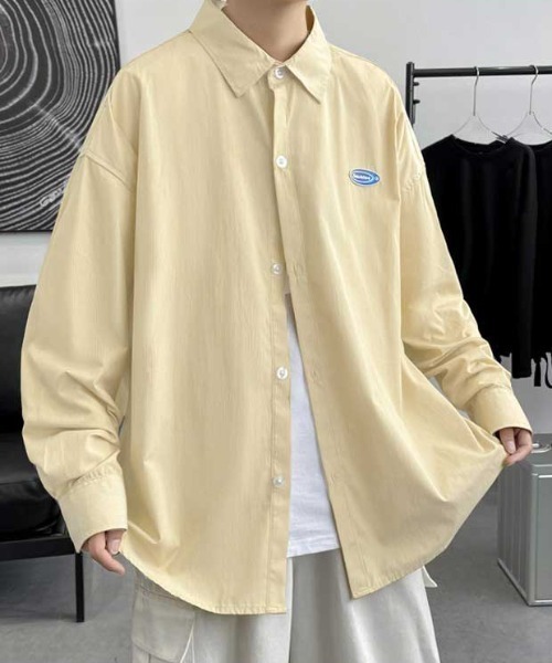 MGV（エムジーヴィー） シャツ ピンストライプワンポイントオーバー