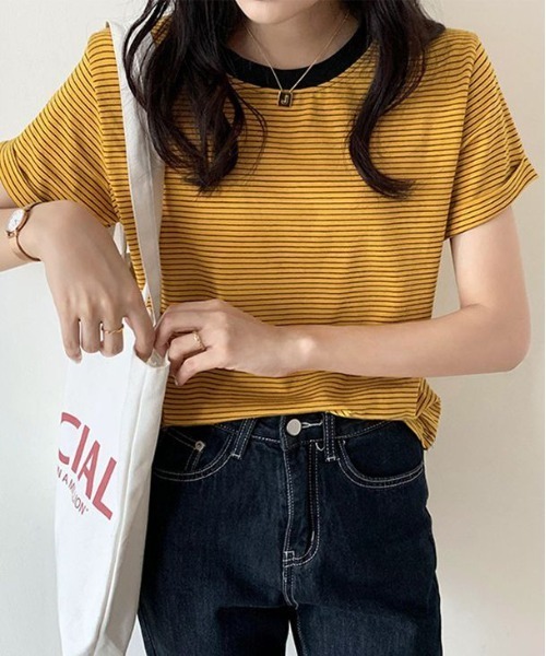tシャツ ランダムボーダー　クルーネックTEE レディース 楽天市場】カットソー レディース トップス Tシャツ ボーダー