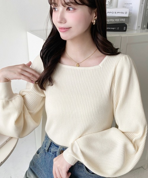 moment+ ニット セーター 「累計販売枚数2万枚突破！」12G スクエア