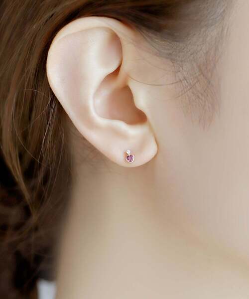 ANEMONE（アネモネ） ピアス 天然石ハートミニピアス「K10