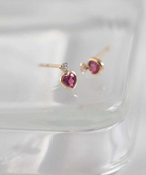 ANEMONE（アネモネ） ピアス 天然石ハートミニピアス「K10
