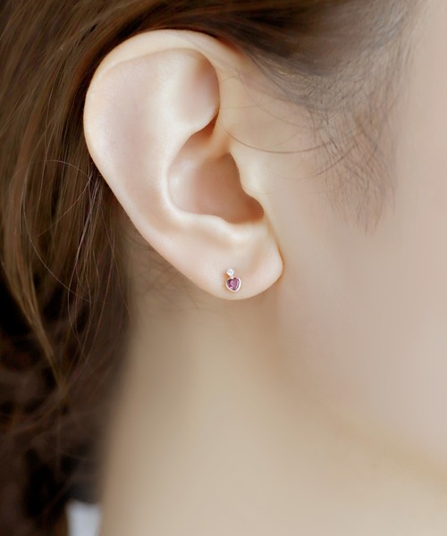 ANEMONE（アネモネ） ピアス 天然石ハートミニピアス「K10 