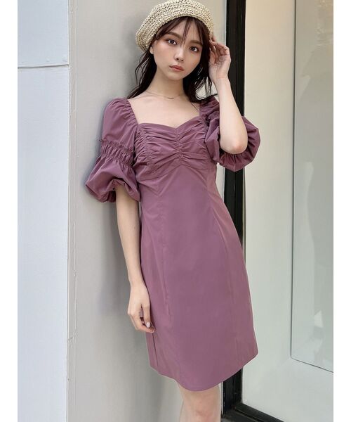 リュクス フェザー ミニ ワンピース ブラック 可愛すぎる 低身長だから可愛くなれる服｜リブ編みのハイネックインナーと