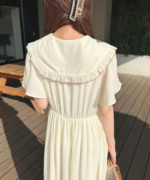 apres jour（アプレジュール） ワンピース 半袖 刺繍襟ティアード