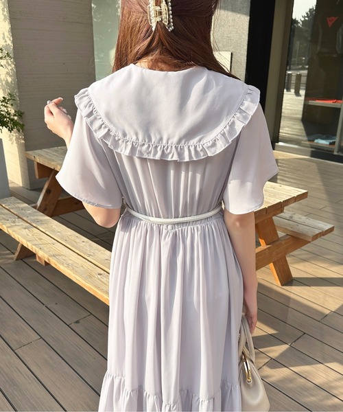apres jour（アプレジュール） ワンピース 半袖 刺繍襟ティアード